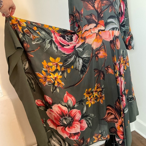 Soft Surroundings Green Provincia Maxi Dress | Floral | Handkerchief Hem | XS - Picture 7 of 11